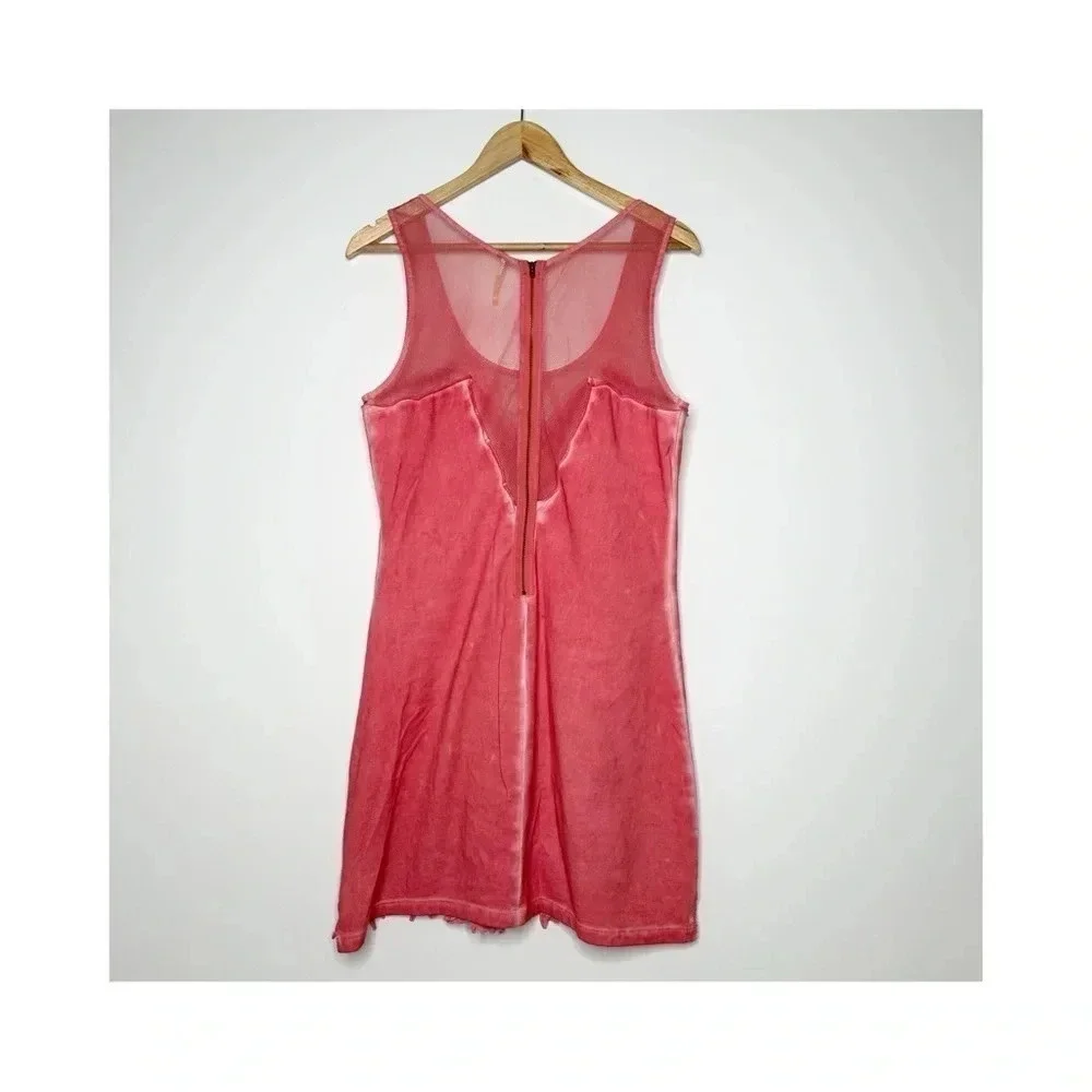 Free People Ice Ice Baby Embellished Sleeveless Mini Dress in Pink Lemonade L